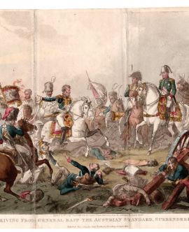 Гравюра раскрашенная «Napoleon receiving from general Rapp the austrian Standard, surrendered at Austerlitz (Наполеон, получив от генерала Раппа австрийский штандарт, сдался под Аустерлицем)»