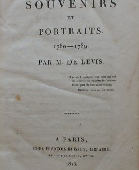 Souvenirs et portraits 1780 - 1789, par M. de Levis