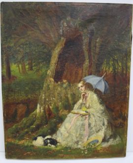 Картина «Дама со спаниелем в саду»