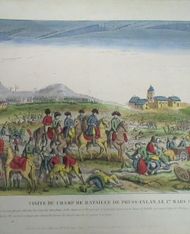 Гравюра Наполеон на поле битвы при Эйлау в Пруссии 17 марта 1807 года